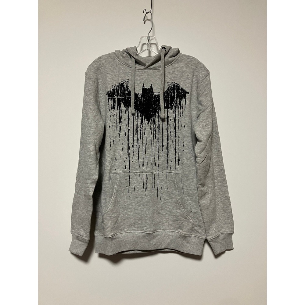 NWOT DC Comics Batman Paint Drip Splatter Graphic Heather Gray Hoodie Top Small